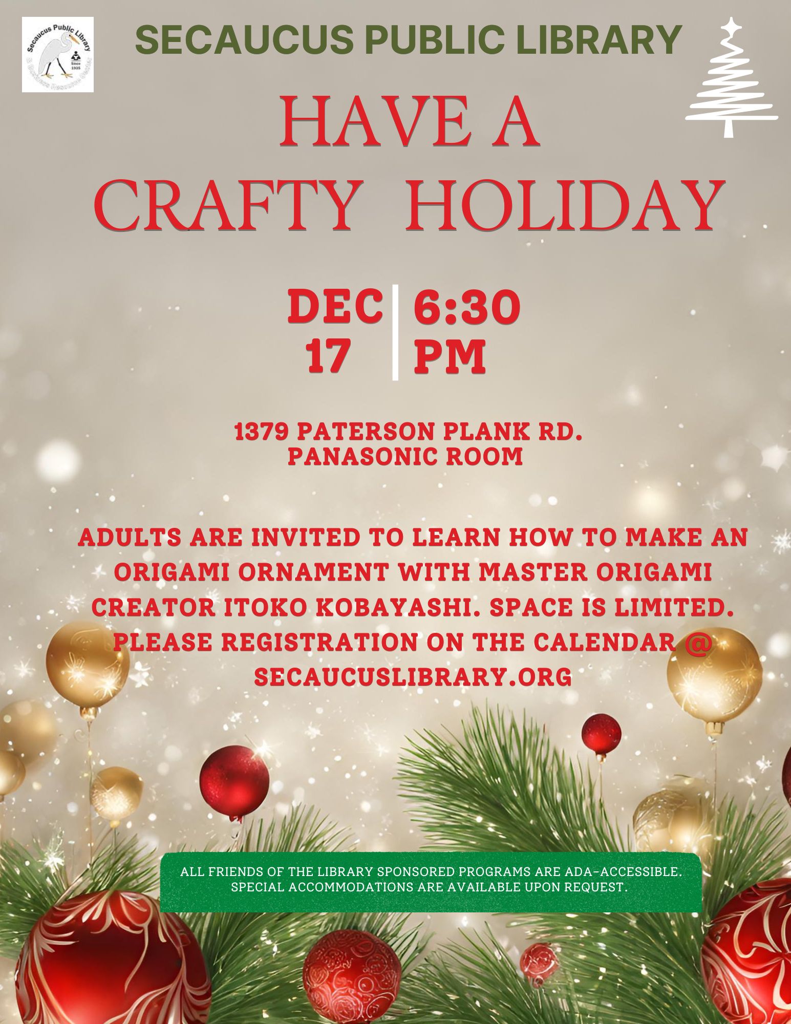 ORIGAMI HOLIDAY CRAFT (Adult)