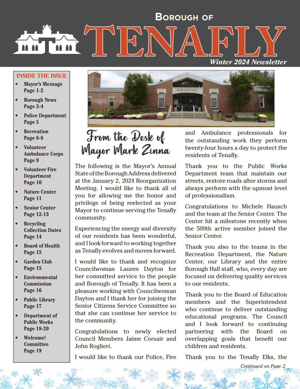 Tenafly 2024 Winter Newsletter