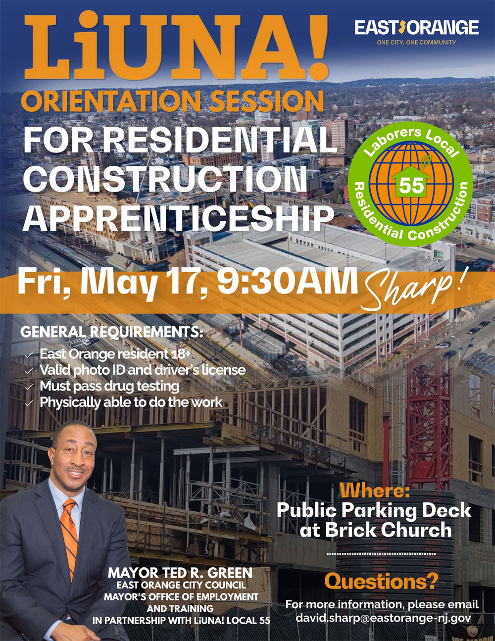 East Orange Partners with LiUNA! Local 55 for Apprenticeships