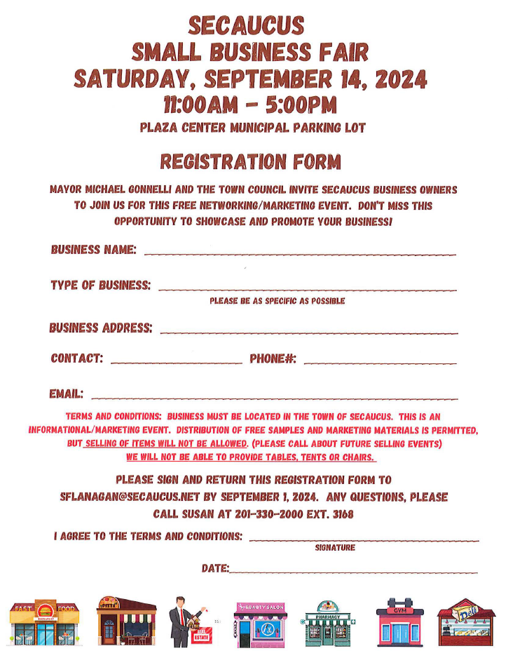 Secaucus Small Business Fair Registration Form