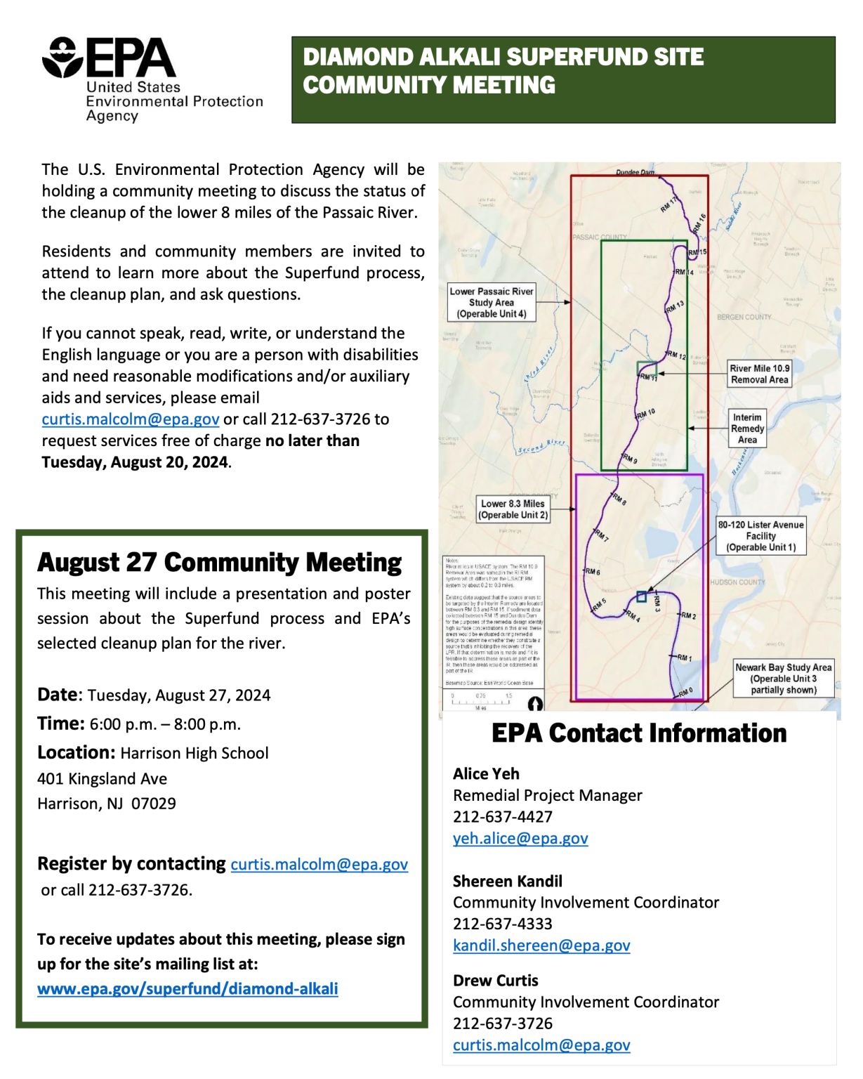 EPA Diamond Alkali Superfund Community Meeting